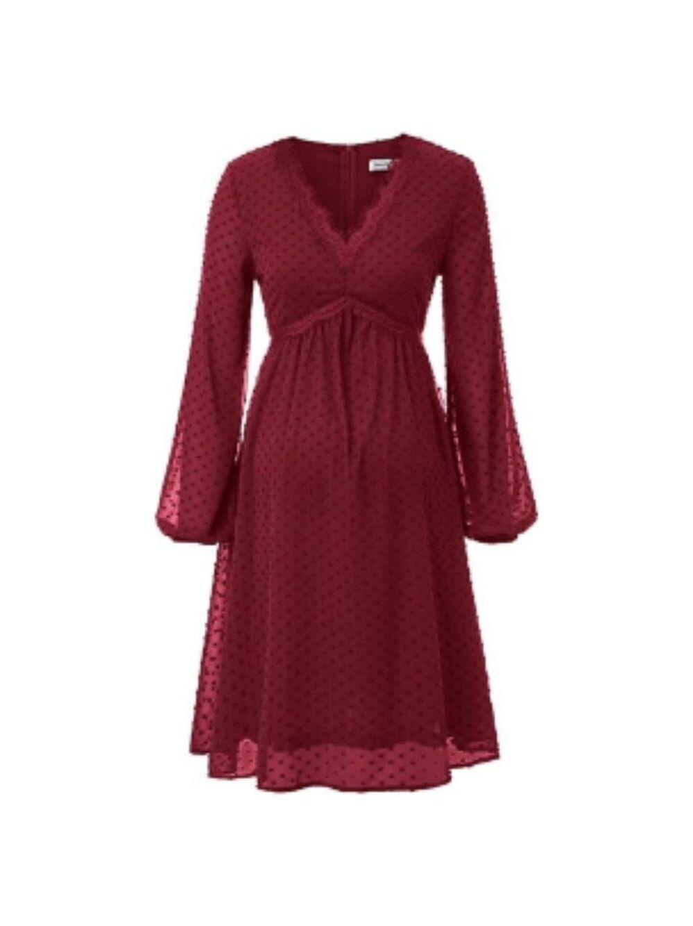 JASAMBAC Women's Swiss Dot Dark Red Dress Small NWOT - Picture 3 of 5